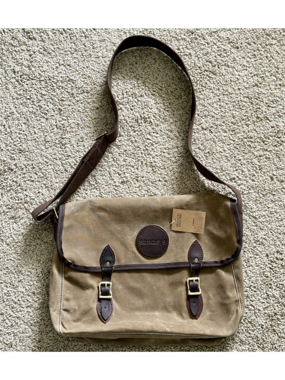 Duluth Pack Canvas Messenger Bag Brown Made USA Shoulder Stratasys Logo Bag